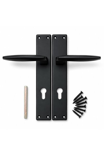 Generic Door Handle Set – 2 Lever Handles on Long Backplate with Euro Cylinde...