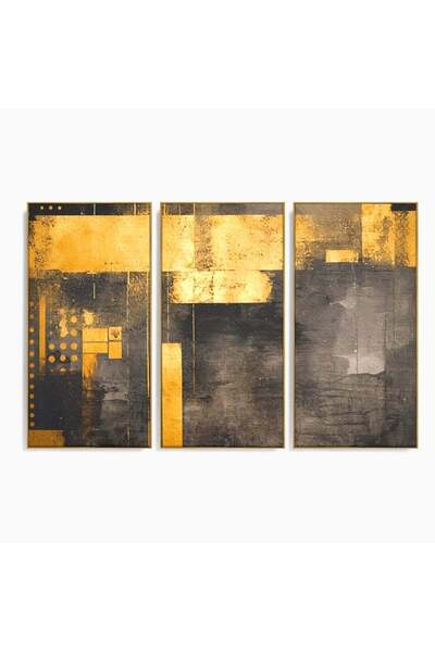 Luxcanva Set 3 Tablouri Canvas Aur in noapte 150x100 cm (3 x 50x100) cu Rama ...