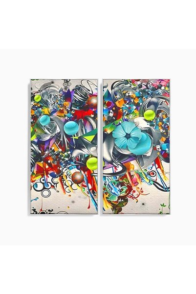 Luxcanva Set 2 Tablouri Canvas Jocul Culorilor 120x120 cm (2 x 60x120) cu Ram...