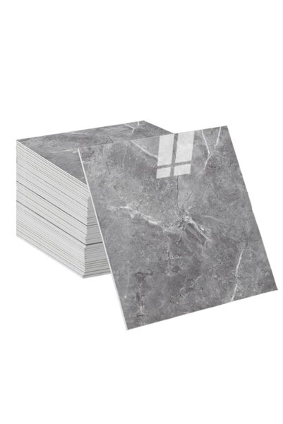 EXCEFORE 10pcs Grey Marble Peel and Stick Wall Tiles 30x30cm - Waterproof, Mo...