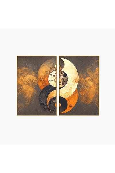 Luxcanva Set 2 Tablouri Canvas Yin Si Yang 140x100 cm (2 x 70x100) cu Rama Au...