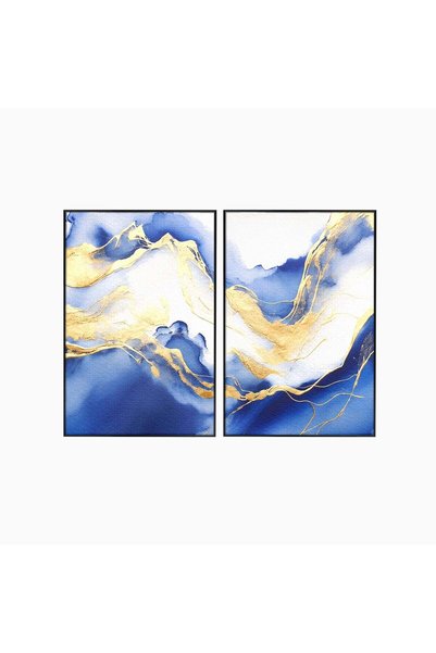 Luxcanva Set 2 Tablouri Canvas Valuri Abstracte 160x120 cm (2 x 80x120) cu Ra...
