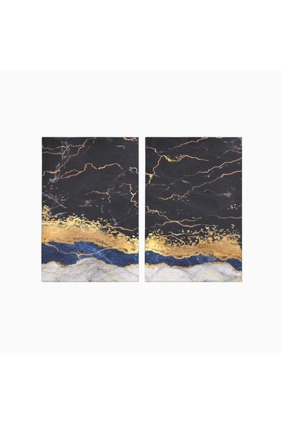 Luxcanva Set 2 Tablouri Canvas Black Marble 200x150 cm (2 x 100x150) pe Sasiu...