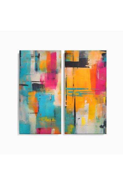 Luxcanva Set 2 Tablouri Canvas Peisaj Abstract 120x120 cm (2 x 60x120) pe Cad...