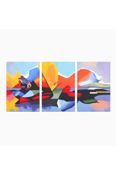 Luxcanva Set 3 Tablouri Canvas Somn Lin 120x60 cm (3 x 40x60) pe Sasiu Lemn R...