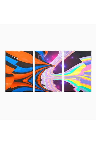 Luxcanva Set 3 Tablouri Canvas Universul Curcubeu 240x120 cm (3 x 80x120) cu ...