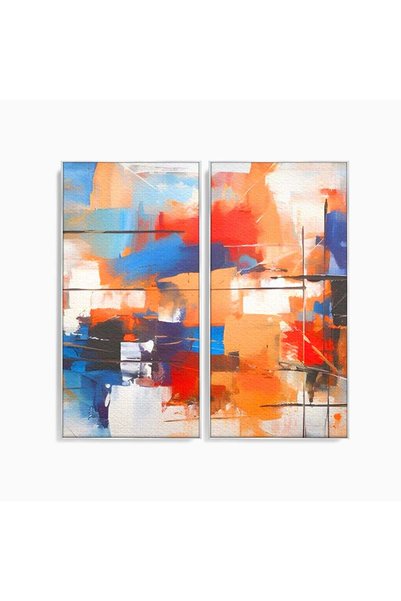 Luxcanva Set 2 Tablouri Canvas Pictura Multicolora Abstracta 120x120 cm (2 x ...