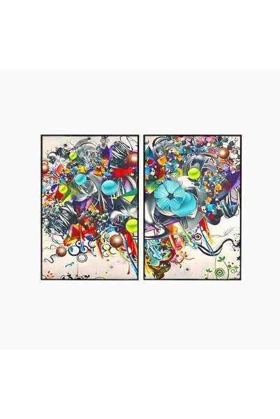 Luxcanva Set 2 Tablouri Canvas Jocul Culorilor 100x70 cm (2 x 50x70) cu Rama ...