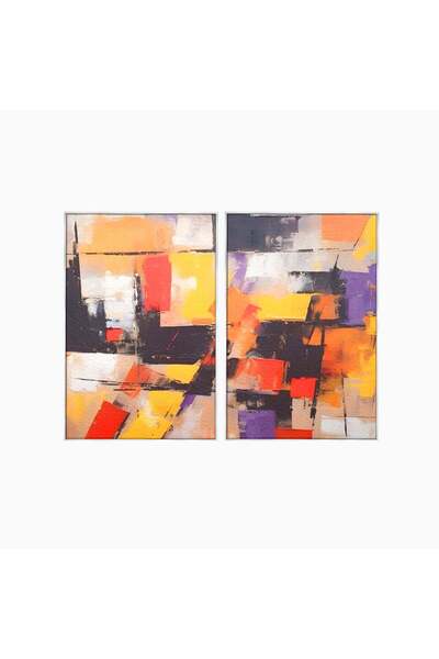 Luxcanva Set 2 Tablouri Canvas Violet Contrastant 160x120 cm (2 x 80x120) cu ...