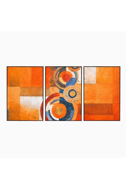 Luxcanva Set 3 Tablouri Canvas Geometrie Circulara 120x60 cm (3 x 40x60) cu R...