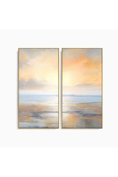 Luxcanva Set 2 Tablouri Canvas Vibratia Valurilor 100x100 cm (2 x 50x100) cu ...