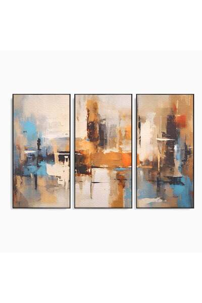 Luxcanva Set 3 Tablouri Canvas Splendoare Aurie 210x140 cm (3 x 70x140) cu Ra...