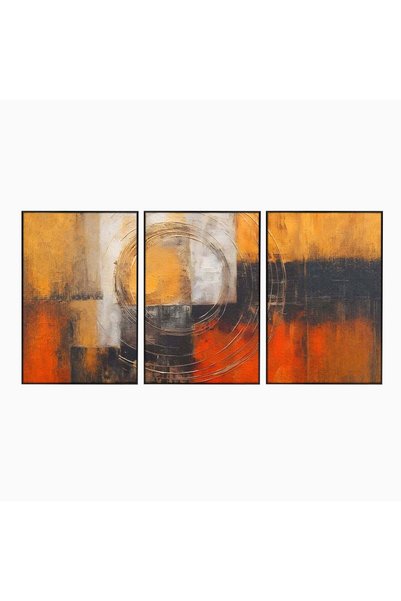 Luxcanva Set 3 Tablouri Canvas Abstracte Negru și Roșu 240x120 cm (3 x 80x120...