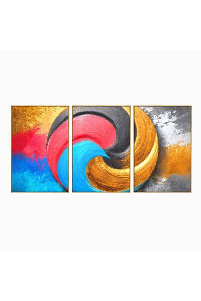 Luxcanva Set 3 Tablouri Canvas Armonia Culorilor 150x70 cm (3 x 50x70) cu Ram...