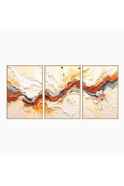 Luxcanva Set 3 Tablouri Canvas Flux Abstract 210x100 cm (3 x 70x100) cu Rama ...