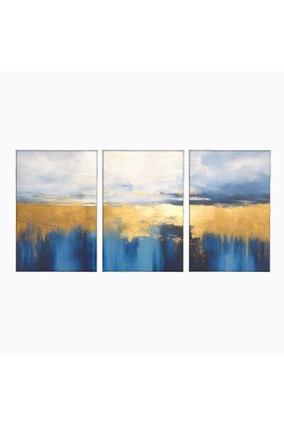 Luxcanva Set 3 Tablouri Canvas Adancul Marii 240x120 cm (3 x 80x120) cu Rama ...