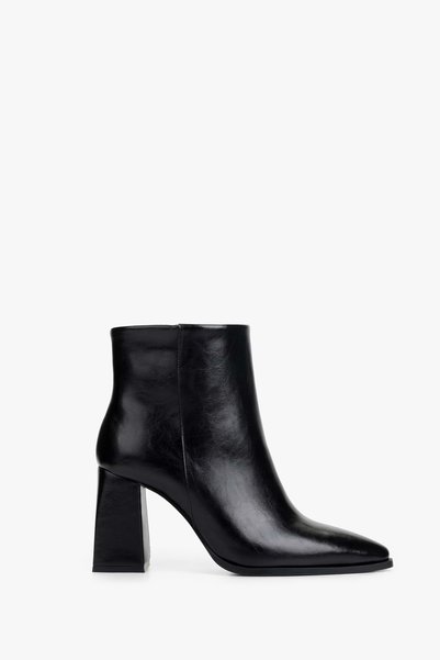 Shoeberry Kadın Auden Siyah Cilt Topuklu Bot