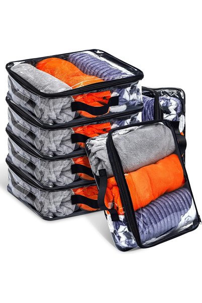 Hillban 6 Pieces Large Clear Travel Packing Cube Clear Vinyl Zippered Storage...