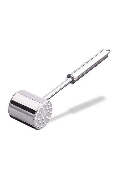 Relaxdays Stainless Steel Meat Mallet, Silver, 5.5x6x28 cm
