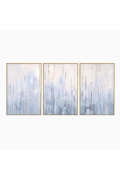 Luxcanva Set 3 Tablouri Canvas Vis De Iarna 120x60 cm (3 x 40x60) cu Rama Aur...