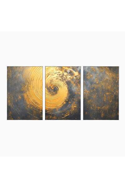 Luxcanva Set 3 Tablouri Canvas Timp in rotatie 240x120 cm (3 x 80x120) cu Ram...