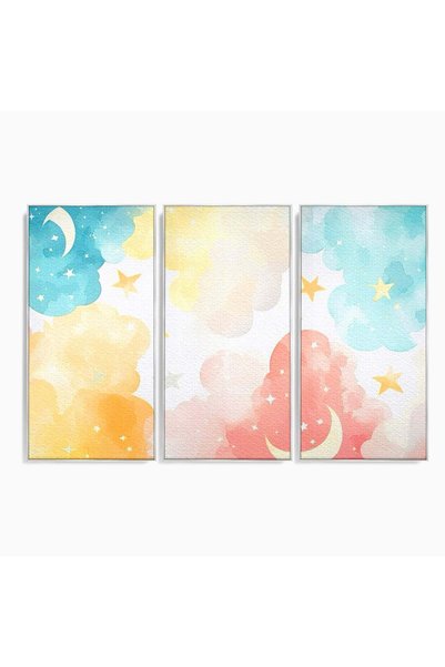 Luxcanva Set 3 Tablouri Canvas Norii Care Canta Stele 210x140 cm (3 x 70x140)...