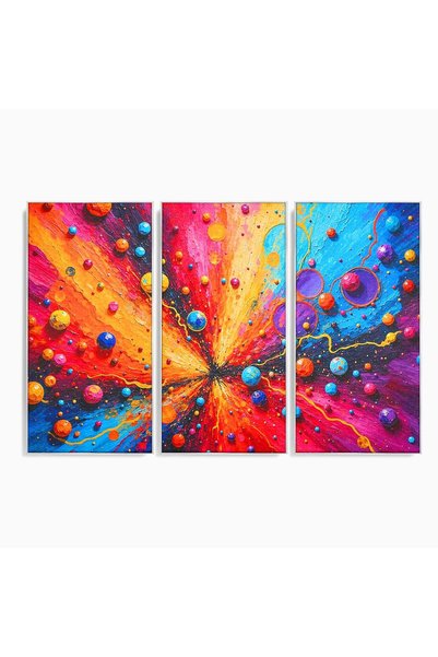 Luxcanva Set 3 Tablouri Canvas Explozie De Culori 180x120 cm (3 x 60x120) cu ...