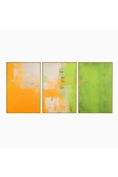 Luxcanva Set 3 Tablouri Canvas Abstract Portocaliu și Verde 120x60 cm (3 x 40...