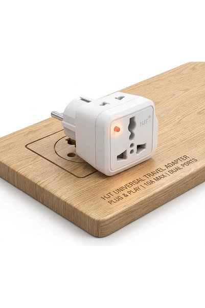 GENERAL HJT 2-in-1 Universal Travel Adapter Type E/F European Plug