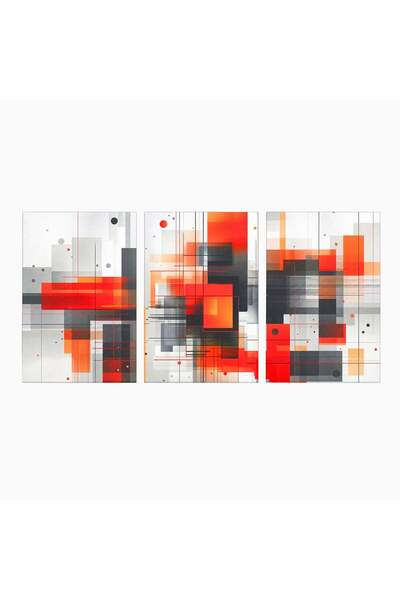 Luxcanva Set 3 Tablouri Canvas Metropola In Rosu 150x70 cm (3 x 50x70) pe Sas...