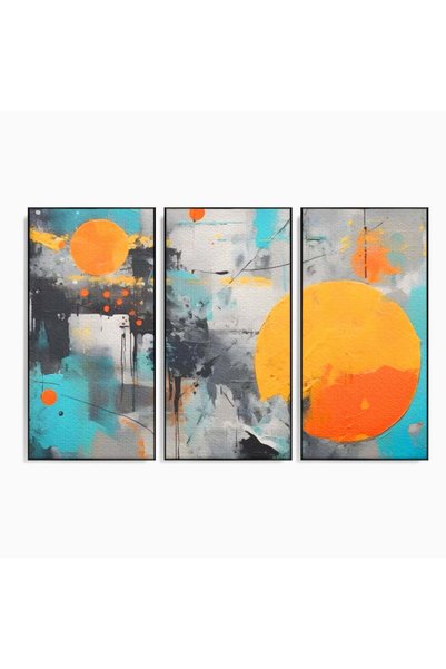 Luxcanva Set 3 Tablouri Canvas Abstract Sun In Space 150x100 cm (3 x 50x100) ...