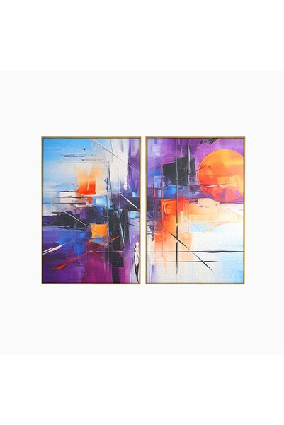 Luxcanva Set 2 Tablouri Canvas Rasarit Artificial 160x120 cm (2 x 80x120) cu ...
