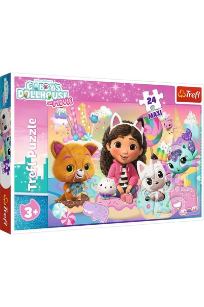 Trefl PUZZLE 24 MAXI PREMIUM PLUS PENTRU COPII CASA DE PĂPUȘI GABBYS FILMUL C...