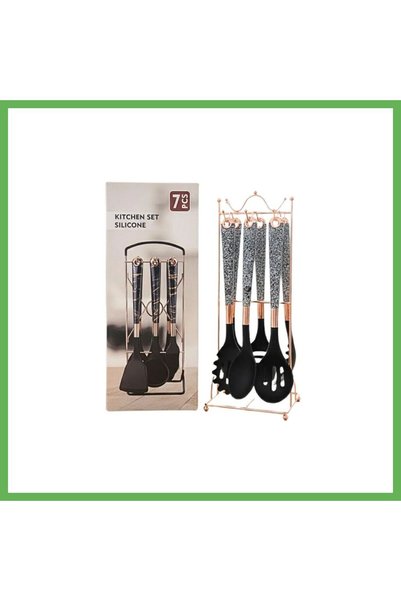 TheGencoo 7-Piece White Silicone Kitchen Set with Stand GEN01