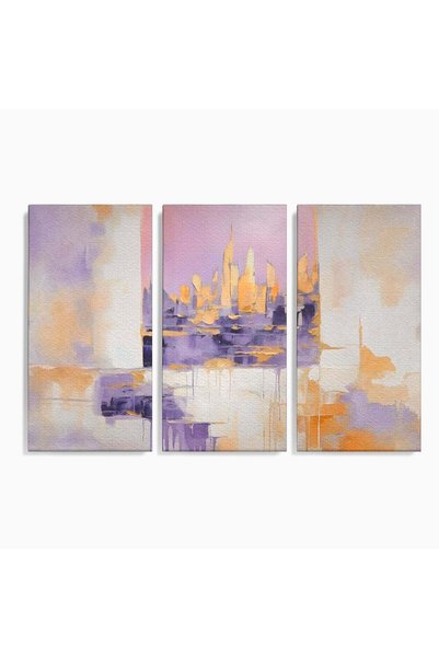 Luxcanva Set 3 Tablouri Canvas 2xPics 150x100 cm (3 x 50x100) pe Sasiu Lemn R...