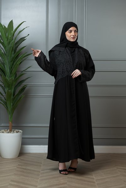 LAVİNİA Lavinia women's abaya, half-circle internet fabric