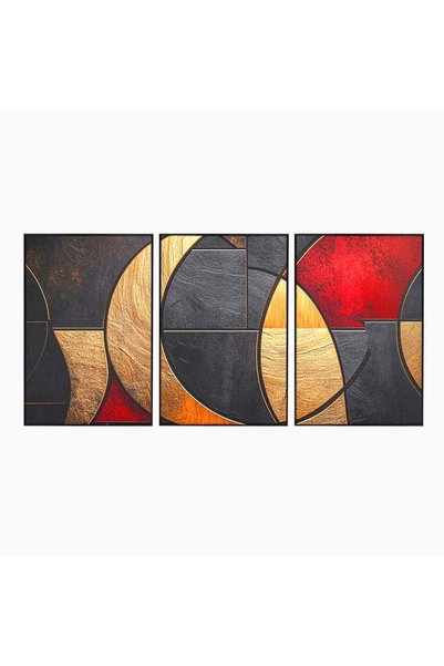 Luxcanva Set 3 Tablouri Canvas Aurul Noptii 210x100 cm (3 x 70x100) cu Rama N...