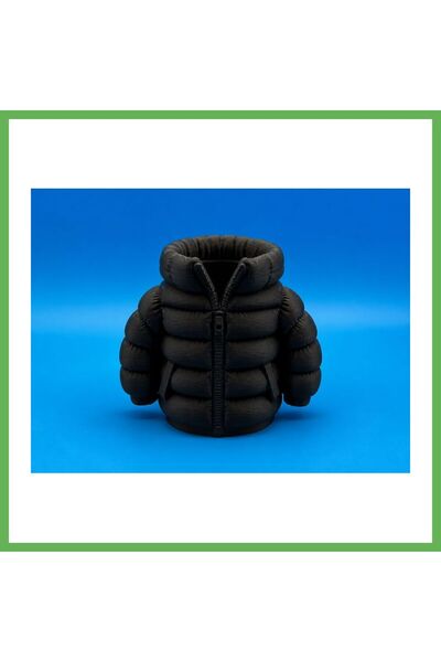TheGencoo 3D-Printed Puffer Coat Pencil Holder - Desktop Organizer - Black GEN01