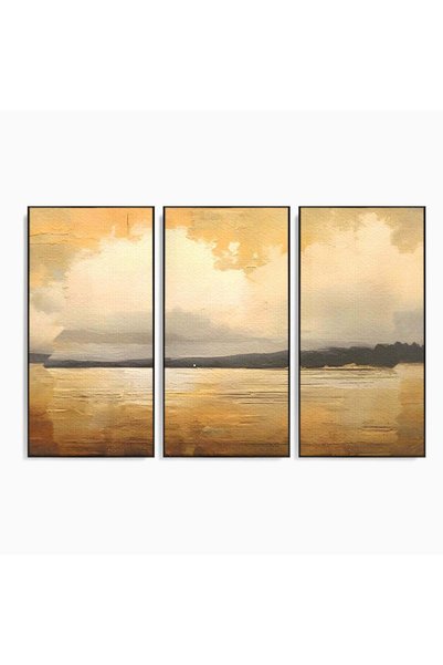 Luxcanva Set 3 Tablouri Canvas Sunset On The Lake 150x100 cm (3 x 50x100) cu ...