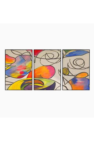 Luxcanva Set 3 Tablouri Canvas Kandinsky Painting Puzzle 120x60 cm (3 x 40x60...