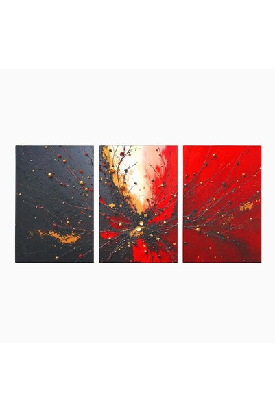 Luxcanva Set 3 Tablouri Canvas Explozie Abstracta 120x60 cm (3 x 40x60) pe Sa...