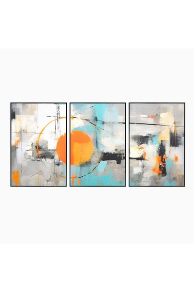Luxcanva Set 3 Tablouri pe pânză, pictură peisaj geometric abstract 300x150 c...