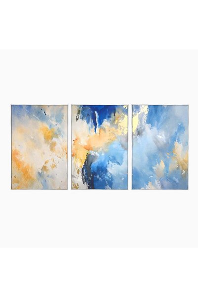 Luxcanva Set 3 Tablouri Pânză Pictură Abstractă 240x120 cm (3 x 80x120) cu Ra...