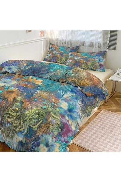 LEADER GLOBAL Chic Boho Household Bedding Set 3 Pieces, All Season Duvet Kit