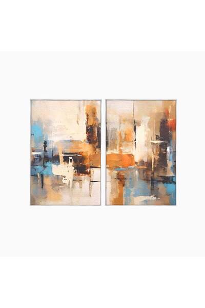 Luxcanva Set 2 Tablouri Canvas Splendoare Aurie 100x70 cm (2 x 50x70) cu Rama...
