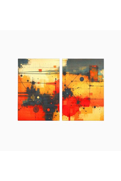 Luxcanva Set 2 Tablouri Canvas Reteaua Focului 80x60 cm (2 x 40x60) pe Sasiu ...