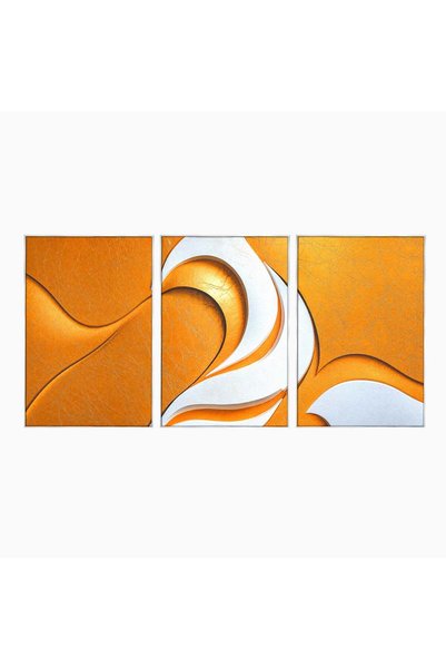 Luxcanva Set 3 Tablouri Canvas Necunoscuta Aurie 300x150 cm (3 x 100x150) cu ...