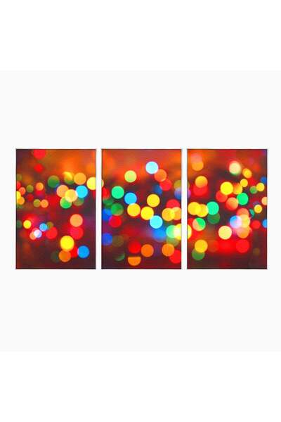 Luxcanva Set 3 Tablouri Canvas Lumini 150x70 cm (3 x 50x70) cu Rama Argintiu ...