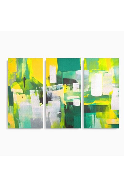 Luxcanva Set 3 Tablouri Canvas Abstract Green 210x140 cm (3 x 70x140) pe Sasi...