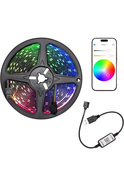 Lawazim شريط إضاءة LED بطول 5 أمتار - إضاءة RGB ذكية تعمل بتقنية البلوتوث مع ...